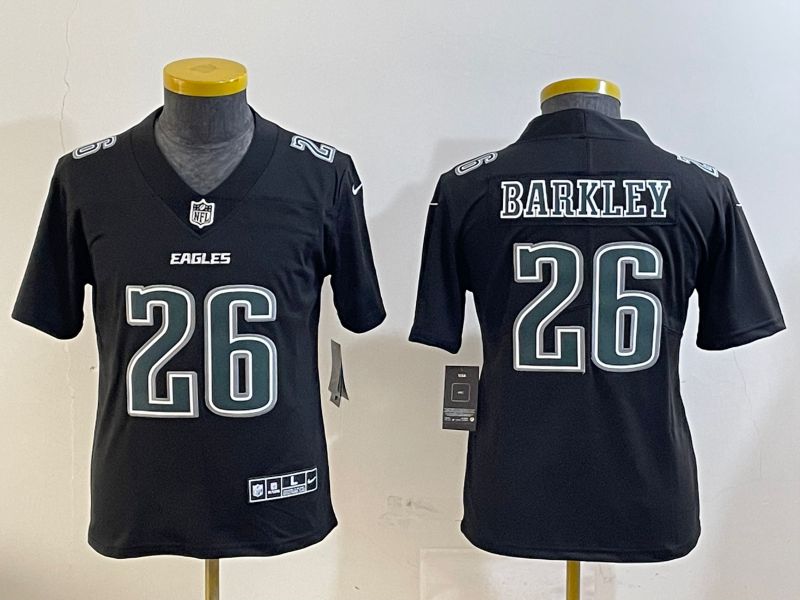 Youth Philadelphia Eagles 26 Barkley Black Fashion 2025 Nike Limited NFL Jersey style 3